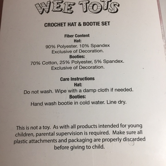 WEE TOTS crocheted Baby Hat & Booties Set! - Picture 5 of 5